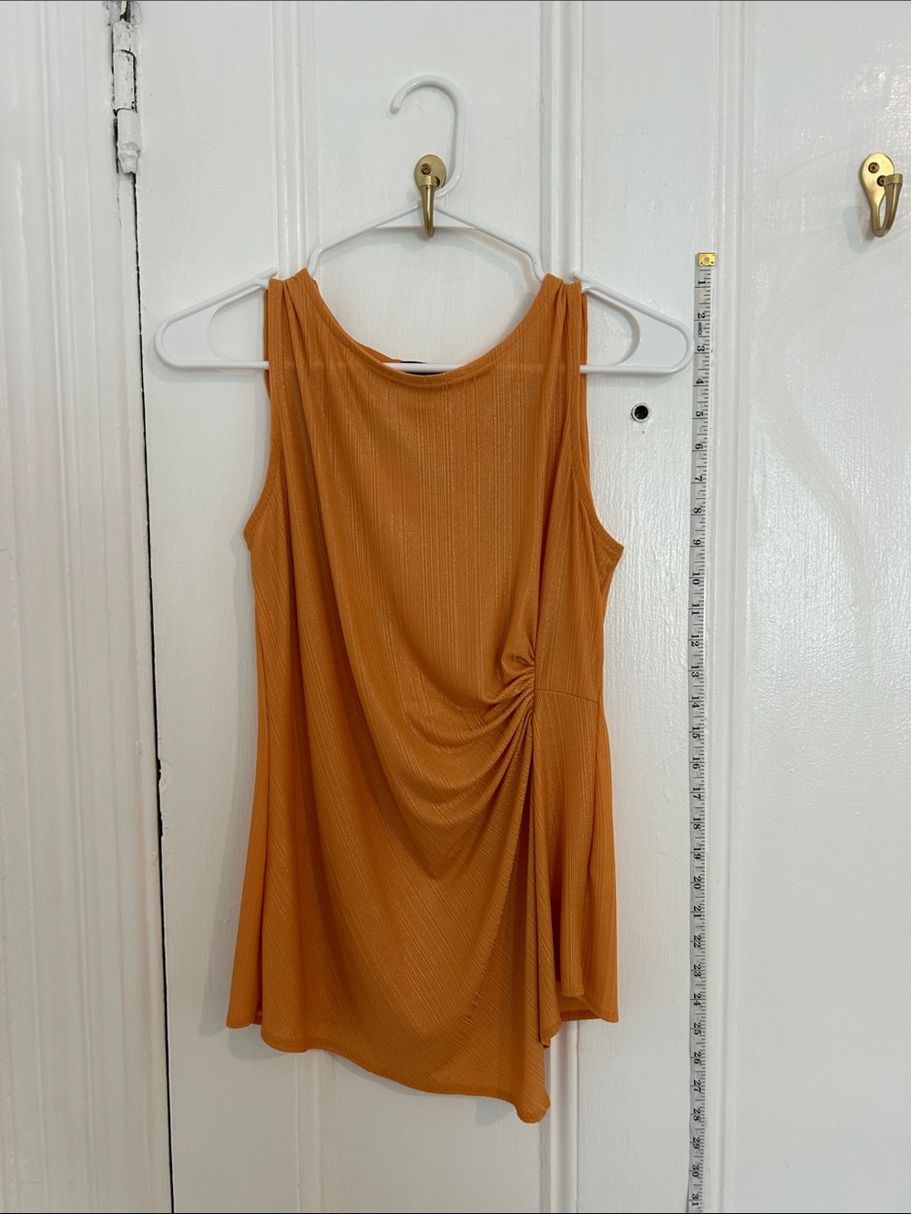 Tahari Mustard Sleeveless Ruched-Accent Tank